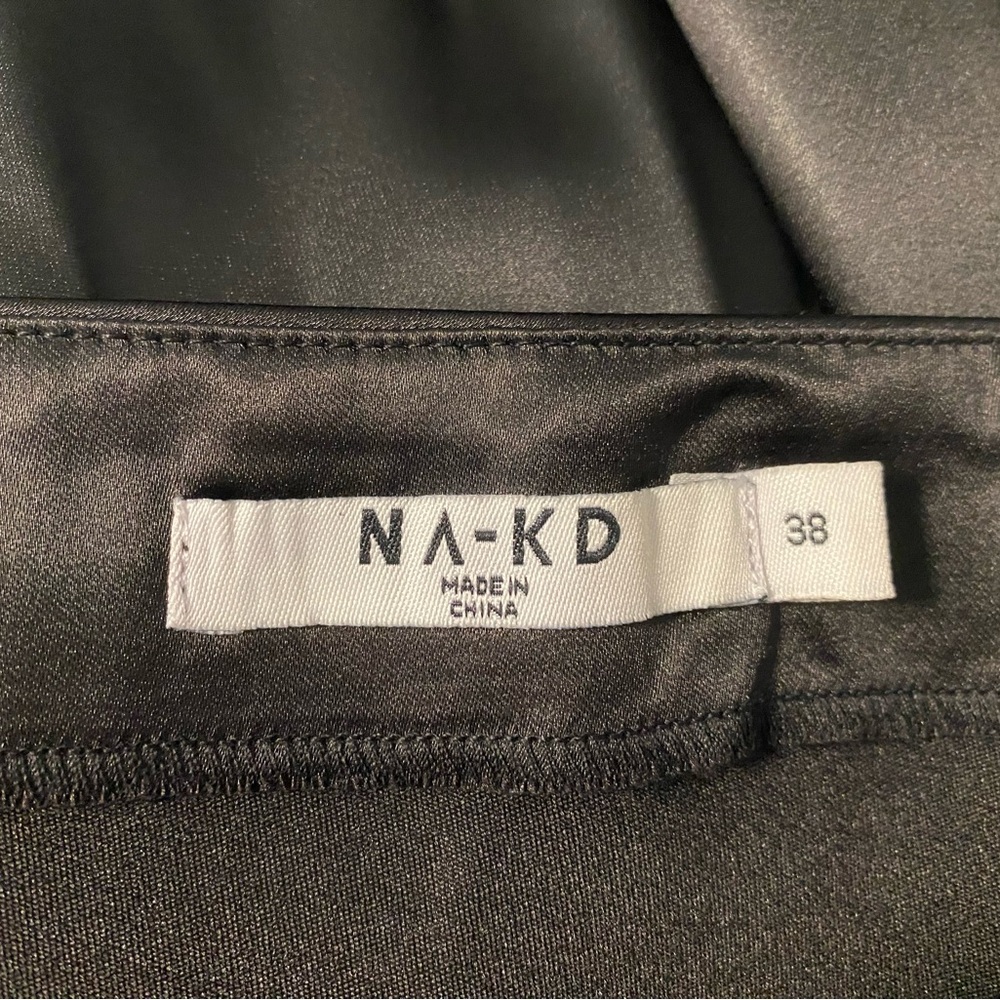 Na-kd Satin Boho Festival Rock Office Minimalist Gothic Midi Skirt Black 38 8 M - Picture 7 of 9